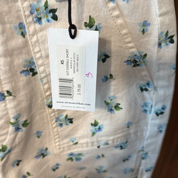 WeWoreWhat Cream Overalls with Blue Floral Print - Picture 3 of 5